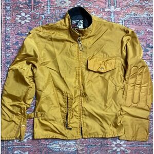 Rooster Tails Cafe Racer Jacket Motorcycle Bomber Gold Padded Elbows Size M / L